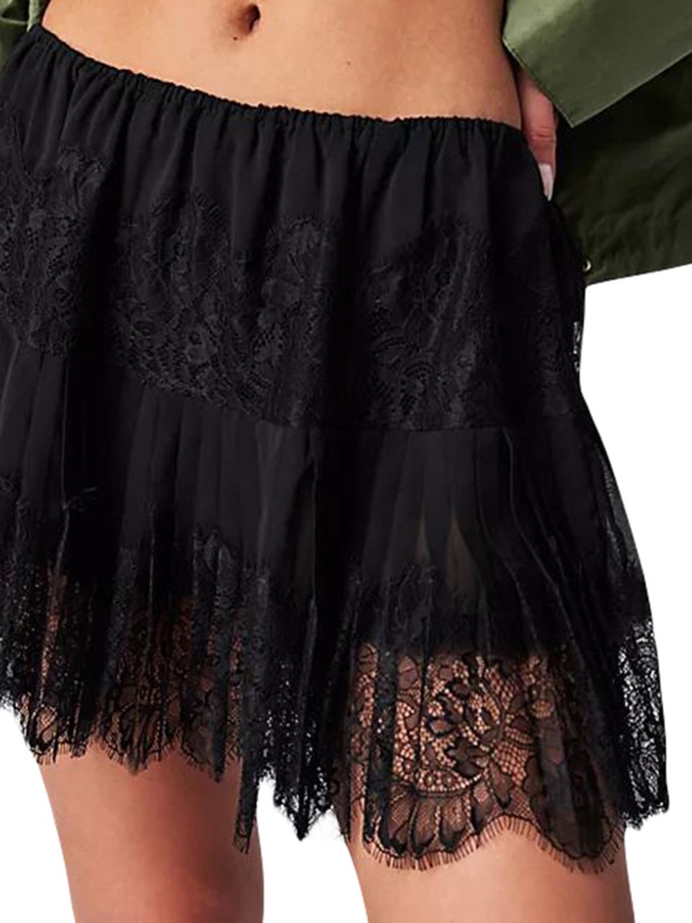 Lace Trim Ruffle Mini Skirt - Picture 4 of 5